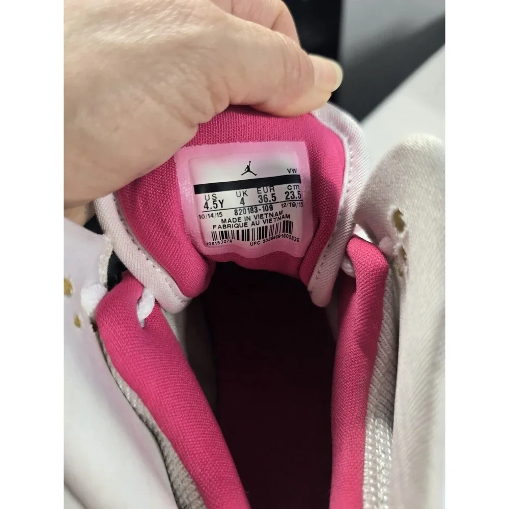 Nike Air Jordan 1 Flight 4 White Pink #23 Sneakers 820183-109 Shoes Sz 4.5y Kids